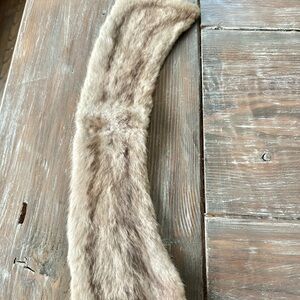 Vintage Mid Century Elegant Beige and Brown Real Fur Collar